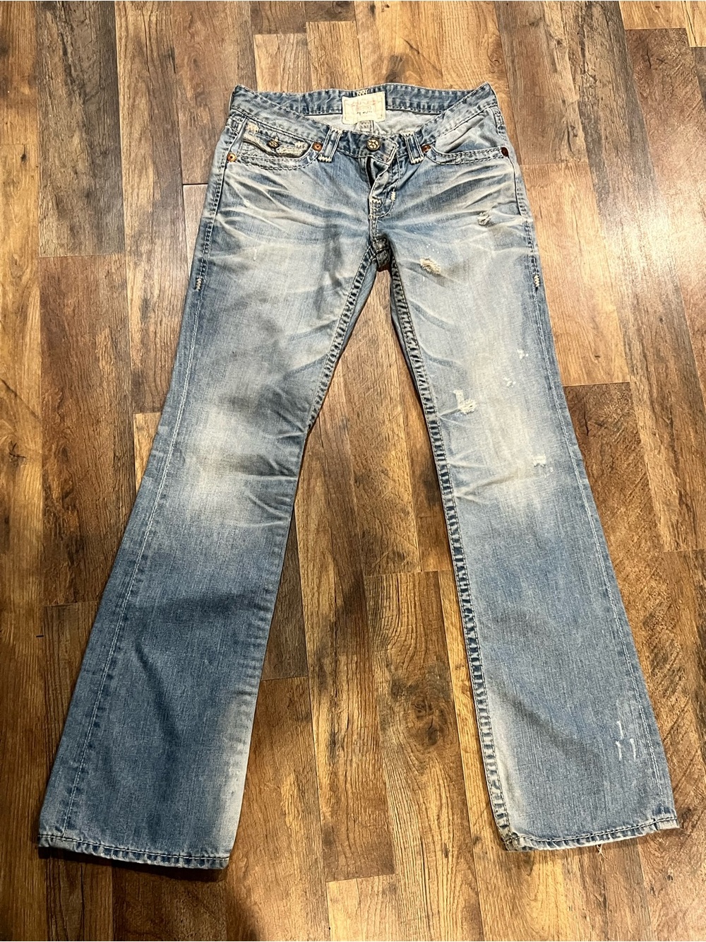 Big Star Light Blue Boot Cut Jeans with Distressed Details